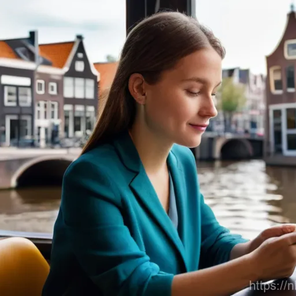 모바일 고객 지원 최적화 방법 - **Prompt:** A diverse young Dutch professional, casually dressed yet stylish, is comfortably seated ...