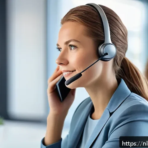 Home 17 고객 지원 기본 원칙 및 가이드 - A professional customer service representative in a modern Dutch office environment, attentively lis...