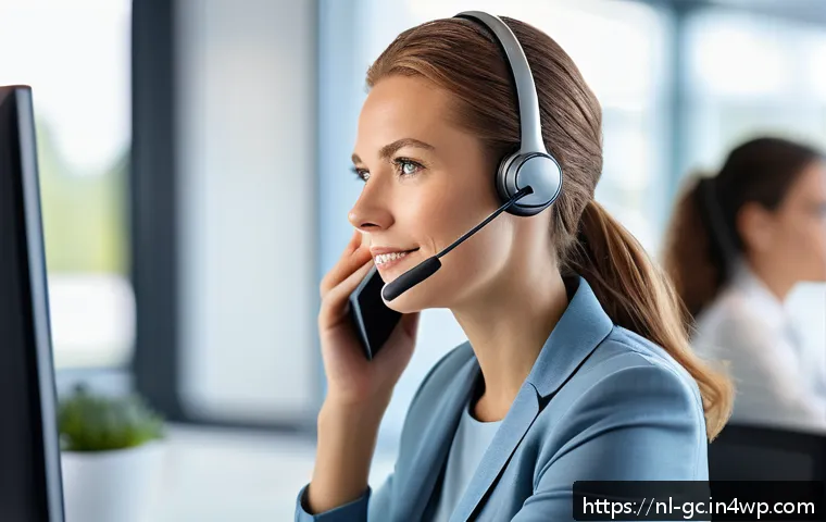 고객 지원 기본 원칙 및 가이드 - A professional customer service representative in a modern Dutch office environment, attentively lis...
